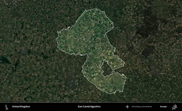 Doğu Cambridgeshire. Birleşik Krallık 'ın idari alanı karartılmış bir uydu üzerinde vurgulanmış ve özetlenmiştir.