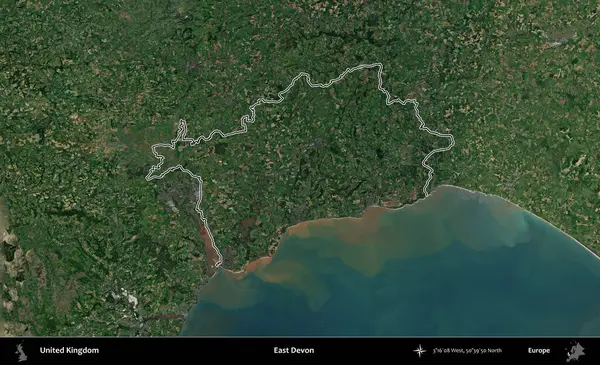Doğu Devon. Birleşik Krallık 'ın idari bölgesini A uydusundan gösteren bir görüntü.