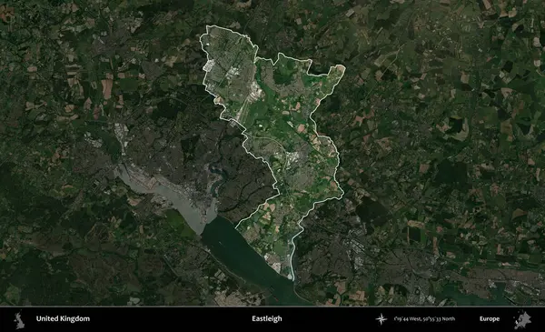 Eastleigh 'de. Birleşik Krallık 'ın idari alanı karartılmış bir uydu üzerinde vurgulanmış ve özetlenmiştir.