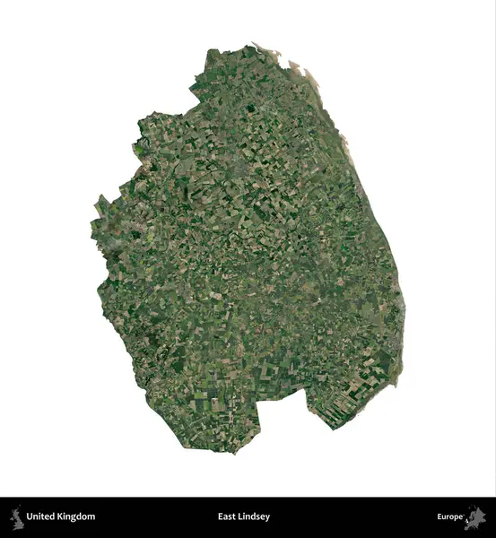 Doğu Lindsey. Birleşik Krallık 'ın idari alanı uydudan beyaza izole edildi.