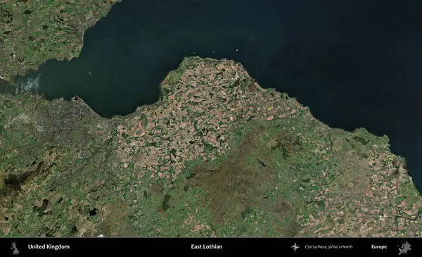 Doğu Lothian. Birleşik Krallık 'ın idari alanı bir uydu görüntüsü üzerinde