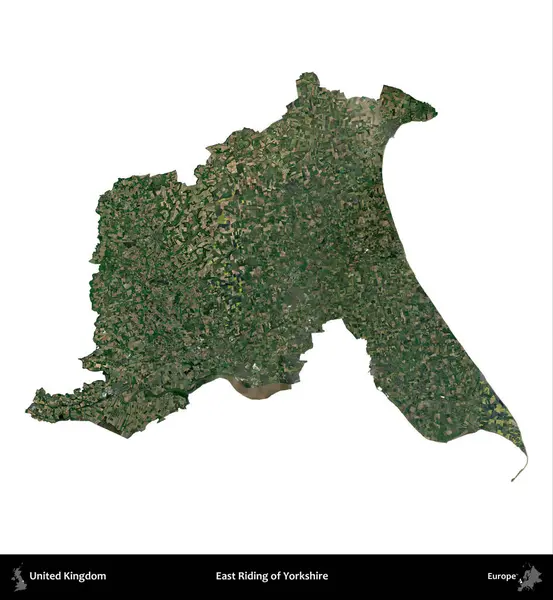Yorkshire 'ın Doğu Biniciliği. Birleşik Krallık 'ın idari alanı uydudan beyaza izole edildi.