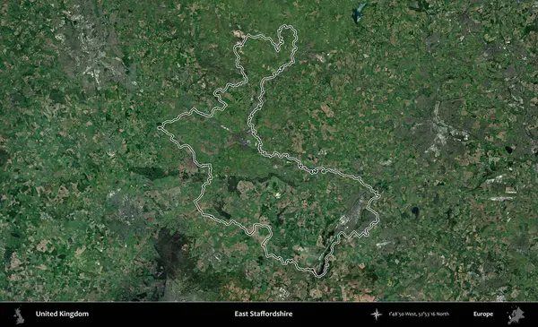 Doğu Staffordshire. Birleşik Krallık 'ın idari bölgesini A uydusundan gösteren bir görüntü.