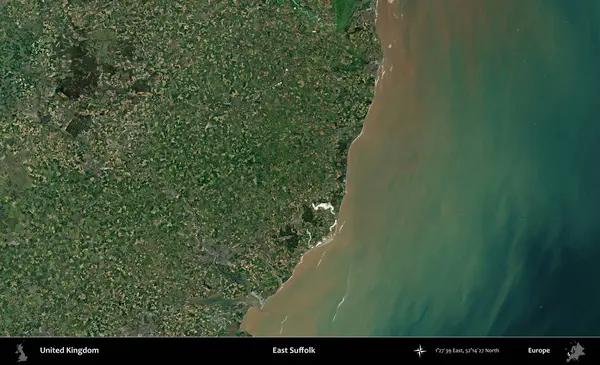 Doğu Suffolk. Birleşik Krallık 'ın idari alanı bir uydu görüntüsü üzerinde