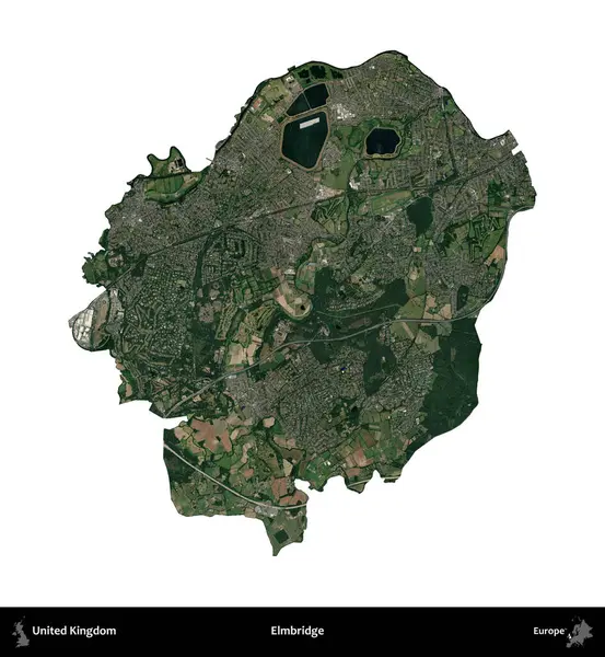 Elmbridge 'de. Birleşik Krallık 'ın idari alanı uydudan beyaza izole edildi.