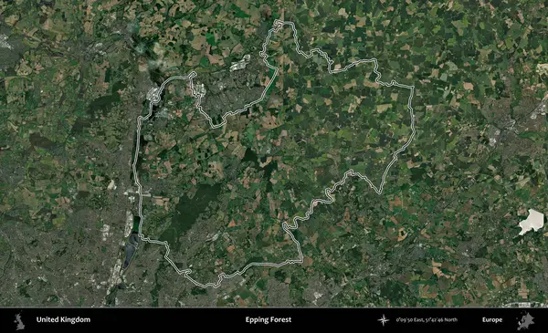 Epping Ormanı. Birleşik Krallık 'ın idari bölgesini A uydusundan gösteren bir görüntü.