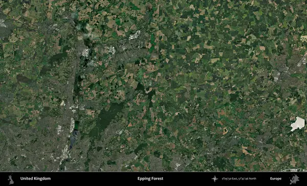 Epping Ormanı. Birleşik Krallık 'ın idari alanı bir uydu görüntüsü üzerinde