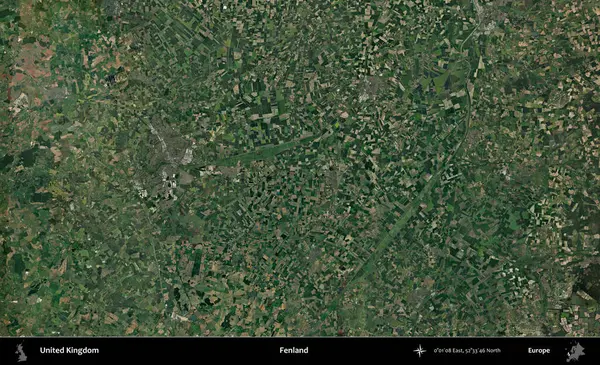 Fenland. Birleşik Krallık 'ın idari alanı bir uydu görüntüsü üzerinde