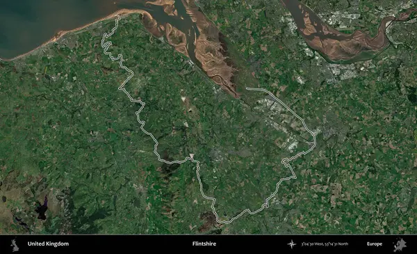 Flintshire 'da. Birleşik Krallık 'ın idari bölgesini A uydusundan gösteren bir görüntü.