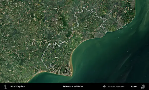 Folkestone ve Hythe. Birleşik Krallık 'ın idari bölgesini A uydusundan gösteren bir görüntü.