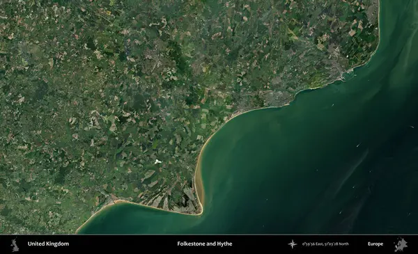 Folkestone ve Hythe. Birleşik Krallık 'ın idari alanı bir uydu görüntüsü üzerinde