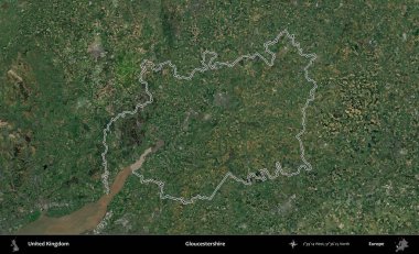 Gloucestershire 'da. Birleşik Krallık 'ın idari bölgesini A uydusundan gösteren bir görüntü.
