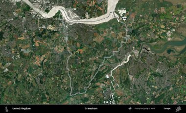 Gravesham. Birleşik Krallık 'ın idari bölgesini A uydusundan gösteren bir görüntü.