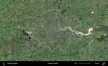 Büyük Londra. Birleşik Krallık 'ın idari bölgesini A uydusundan gösteren bir görüntü.