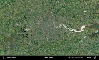 Büyük Londra. Birleşik Krallık 'ın idari alanı bir uydu görüntüsü üzerinde