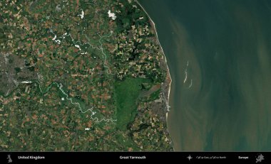 Yüce Yarmouth. Birleşik Krallık 'ın idari alanı bir uydu görüntüsü üzerinde