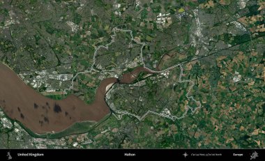 Halton. Birleşik Krallık 'ın idari bölgesini A uydusundan gösteren bir görüntü.