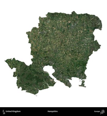 Hampshire. Birleşik Krallık 'ın idari alanı uydudan beyaza izole edildi.