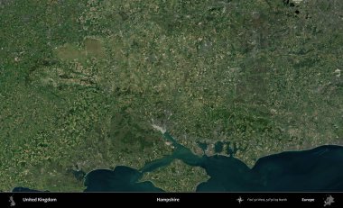 Hampshire. Birleşik Krallık 'ın idari alanı bir uydu görüntüsü üzerinde