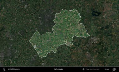 Harborough 'da. Birleşik Krallık 'ın idari alanı karartılmış bir uydu üzerinde vurgulanmış ve özetlenmiştir.