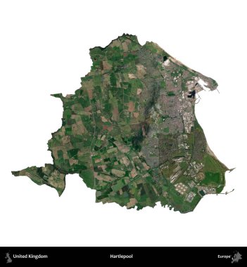 Hartlepool 'da. Birleşik Krallık 'ın idari alanı uydudan beyaza izole edildi.