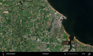 Hartlepool 'da. Birleşik Krallık 'ın idari bölgesini A uydusundan gösteren bir görüntü.