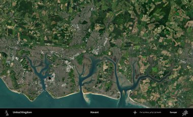 Havant. Birleşik Krallık 'ın idari alanı bir uydu görüntüsü üzerinde