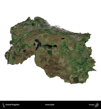 Inverclyde. Birleşik Krallık 'ın idari alanı uydudan beyaza izole edildi.