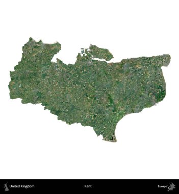 Kent. Birleşik Krallık 'ın idari alanı uydudan beyaza izole edildi.