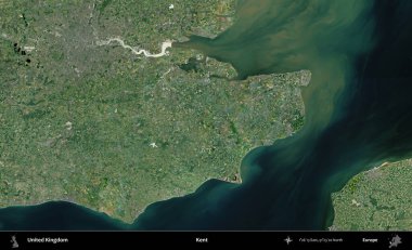 Kent. Birleşik Krallık 'ın idari alanı bir uydu görüntüsü üzerinde