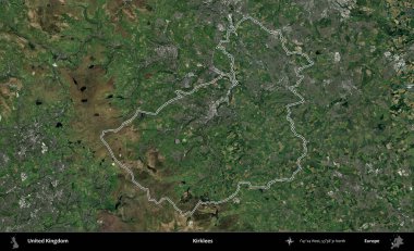 Kirklees. Birleşik Krallık 'ın idari bölgesini A uydusundan gösteren bir görüntü.