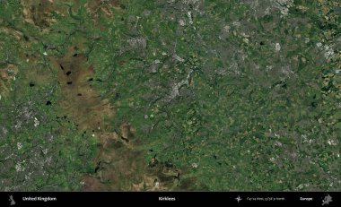 Kirklees. Birleşik Krallık 'ın idari alanı bir uydu görüntüsü üzerinde