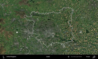 Leeds. Birleşik Krallık 'ın idari bölgesini A uydusundan gösteren bir görüntü.