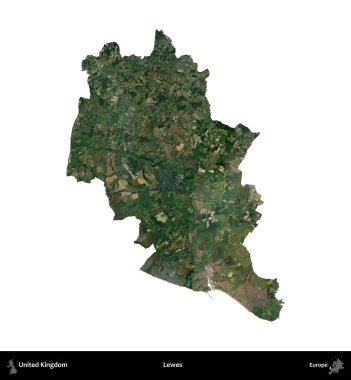 Lewes. Birleşik Krallık 'ın idari alanı uydudan beyaza izole edildi.
