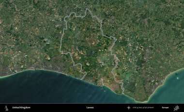Lewes. Birleşik Krallık 'ın idari bölgesini A uydusundan gösteren bir görüntü.