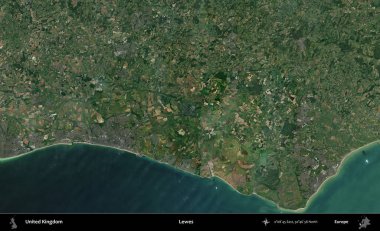 Lewes. Birleşik Krallık 'ın idari alanı bir uydu görüntüsü üzerinde