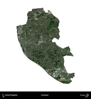 Liverpool 'da. Birleşik Krallık 'ın idari alanı uydudan beyaza izole edildi.