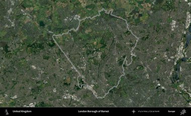 Londra Barnet İlçesi. Birleşik Krallık 'ın idari bölgesini A uydusundan gösteren bir görüntü.