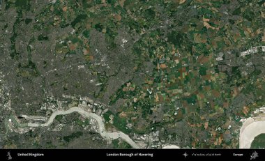 Londra Havering İlçesi. Birleşik Krallık 'ın idari alanı bir uydu görüntüsü üzerinde