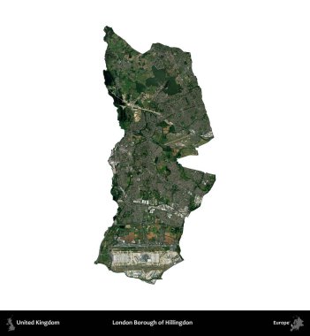 Londra Hillingdon İlçesi. Birleşik Krallık 'ın idari alanı uydudan beyaza izole edildi.