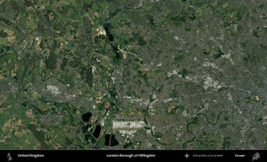 Londra Hillingdon İlçesi. Birleşik Krallık 'ın idari alanı bir uydu görüntüsü üzerinde