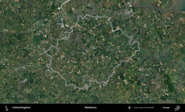 Maidstone. Birleşik Krallık 'ın idari bölgesini A uydusundan gösteren bir görüntü.