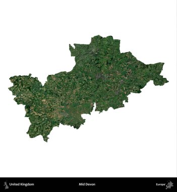 Devon 'ın ortası. Birleşik Krallık 'ın idari alanı uydudan beyaza izole edildi.