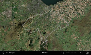 Midlothian. Birleşik Krallık 'ın idari bölgesini A uydusundan gösteren bir görüntü.