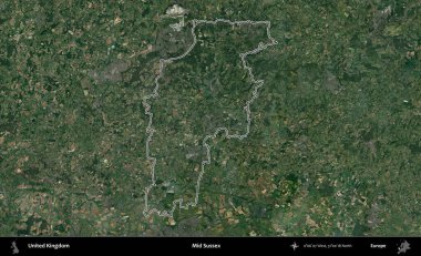 Sussex 'in ortasında. Birleşik Krallık 'ın idari bölgesini A uydusundan gösteren bir görüntü.