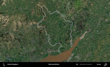 Monmouthshire 'da. Birleşik Krallık 'ın idari bölgesini A uydusundan gösteren bir görüntü.