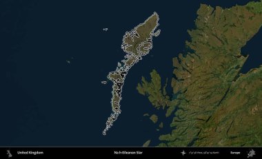 Hayır, Eileanan Siar. Birleşik Krallık 'ın idari bölgesini A uydusundan gösteren bir görüntü.