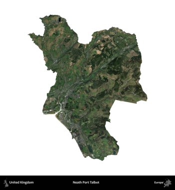 Talbot Limanı 'nın yanında. Birleşik Krallık 'ın idari alanı uydudan beyaza izole edildi.