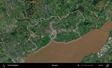 Newport. Birleşik Krallık 'ın idari bölgesini A uydusundan gösteren bir görüntü.