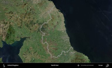 Kuzeydoğu. Birleşik Krallık 'ın idari bölgesini A uydusundan gösteren bir görüntü.